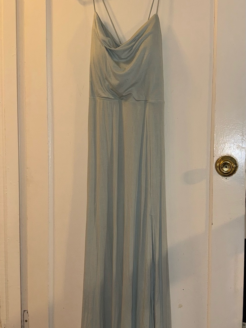 HALARA Light Blue Cowl Neck Spaghetti Strap Maxi Dress